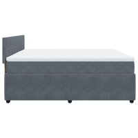 vidaXL Boxspringbett mit Matratze Dunkelgrau 200x200 cm Samt