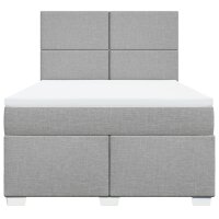 vidaXL Boxspringbett mit Matratze Hellgrau 140x200 cm Stoff