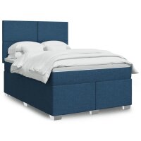 vidaXL Boxspringbett mit Matratze Blau 140x200 cm Stoff