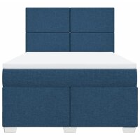 vidaXL Boxspringbett mit Matratze Blau 140x200 cm Stoff