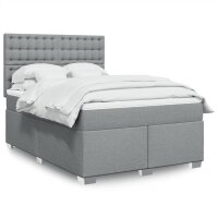 vidaXL Boxspringbett mit Matratze Hellgrau 140x200 cm Stoff