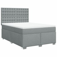 vidaXL Boxspringbett mit Matratze Hellgrau 140x200 cm Stoff