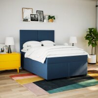 vidaXL Boxspringbett mit Matratze Blau 160x200 cm Stoff