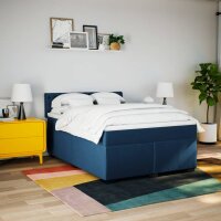 vidaXL Boxspringbett mit Matratze Blau 140x200 cm Stoff