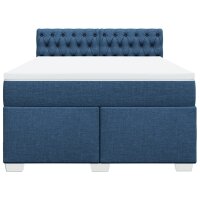 vidaXL Boxspringbett mit Matratze Blau 140x200 cm Stoff