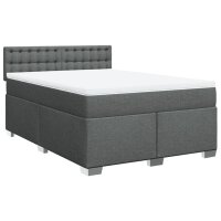 vidaXL Boxspringbett mit Matratze Dunkelgrau 140x200 cm Stoff