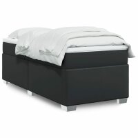 vidaXL Boxspringbett mit Matratze Schwarz 80x200 cm Kunstleder