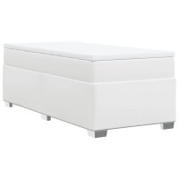 vidaXL Boxspringbett mit Matratze Wei&szlig; 100x200 cm Kunstleder