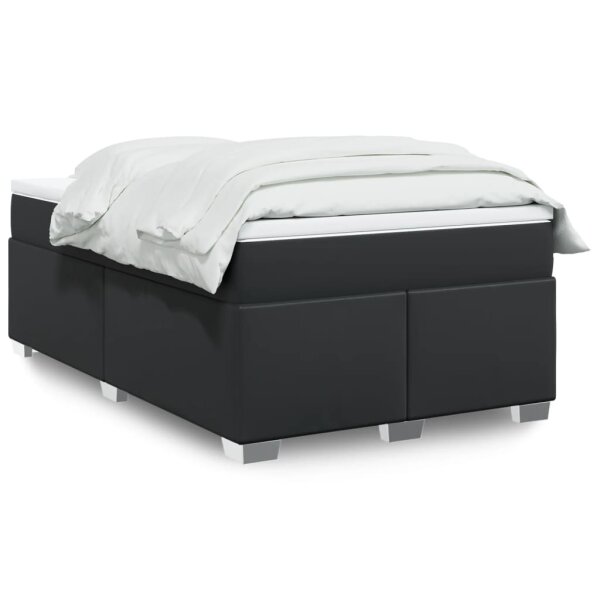 vidaXL Boxspringbett mit Matratze Schwarz 120x190 cm Kunstleder