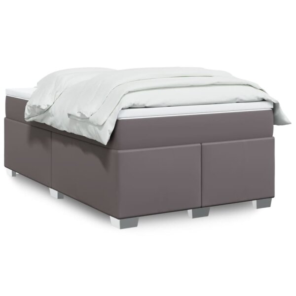 vidaXL Boxspringbett mit Matratze Grau 120x190 cm Kunstleder