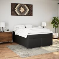 vidaXL Boxspringbett mit Matratze Schwarz 160x200 cm Kunstleder