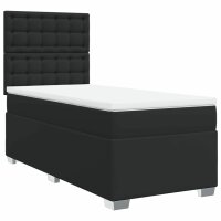 vidaXL Boxspringbett mit Matratze Schwarz 90x190 cm Kunstleder