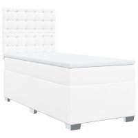 vidaXL Boxspringbett mit Matratze Wei&szlig; 100x200 cm Kunstleder