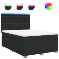 vidaXL Boxspringbett mit Matratze Schwarz 160x200 cm Kunstleder