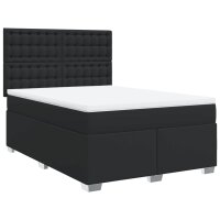 vidaXL Boxspringbett mit Matratze Schwarz 160x200 cm Kunstleder