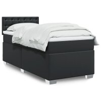 vidaXL Boxspringbett mit Matratze Schwarz 80x200 cm Kunstleder