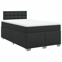 vidaXL Boxspringbett mit Matratze Schwarz 120x190 cm Kunstleder