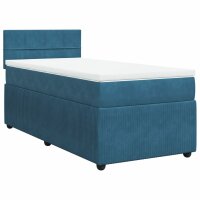 vidaXL Boxspringbett mit Matratze Blau 80x200 cm Samt