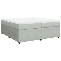 vidaXL Boxspringbett mit Matratze Hellgrau 200x200 cm Samt