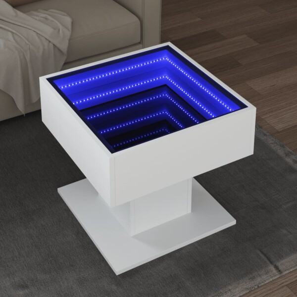 vidaXL LED-Couchtisch Wei&szlig; 50x50x45 cm Holzwerkstoff