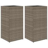 vidaXL Pflanzk&uuml;bel 2 Stk. Grau 40x40x80 cm Poly Rattan