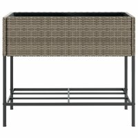 vidaXL Hochbeete mit Ablage 2 Stk. Grau 90x40x75 cm Poly Rattan