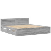 vidaXL Bettgestell mit Kopfteil Grau Sonoma 200x200cm Holzwerkstoff