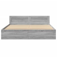 vidaXL Bettgestell mit Kopfteil Grau Sonoma 200x200cm Holzwerkstoff