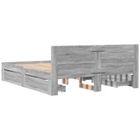 vidaXL Bettgestell mit Kopfteil Grau Sonoma 160x200 cm Holzwerkstoff