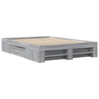 vidaXL Bettgestell Grau Sonoma 135x190 cm Holzwerkstoff