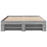 vidaXL Bettgestell Grau Sonoma 135x190 cm Holzwerkstoff