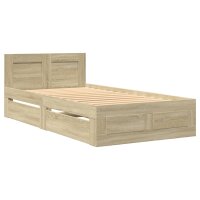 vidaXL Bettgestell mit Kopfteil Sonoma-Eiche 75x190 cm Holzwerkstoff