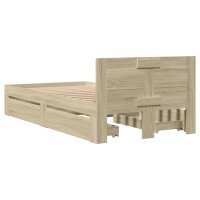 vidaXL Bettgestell mit Kopfteil Sonoma-Eiche 75x190 cm Holzwerkstoff