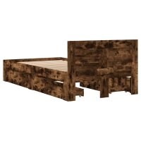 vidaXL Bettgestell mit Kopfteil R&auml;uchereiche 75x190 cm Holzwerkstoff