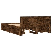 vidaXL Bettgestell mit Kopfteil R&auml;uchereiche 120x190 cm Holzwerkstoff