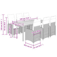 vidaXL 9-tlg. Garten-Bistro-Set mit Kissen Schwarz Poly Rattan