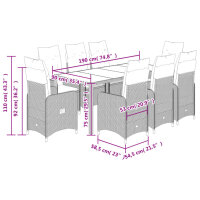 vidaXL 9-tlg. Garten-Bistro-Set mit Kissen Schwarz Poly Rattan