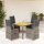 vidaXL 5-tlg. Garten-Bistro-Set mit Kissen Grau Poly Rattan