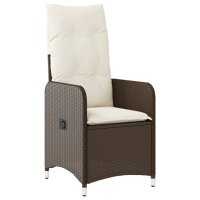 vidaXL 7-tlg. Garten-Bistro-Set mit Kissen Braun Poly Rattan