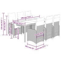 vidaXL 7-tlg. Garten-Bistro-Set mit Kissen Braun Poly Rattan