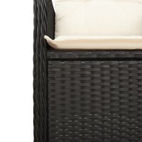 vidaXL 7-tlg. Garten-Bistro-Set mit Kissen Schwarz Poly Rattan