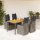 vidaXL 5-tlg. Garten-Bistro-Set mit Kissen Grau Poly Rattan