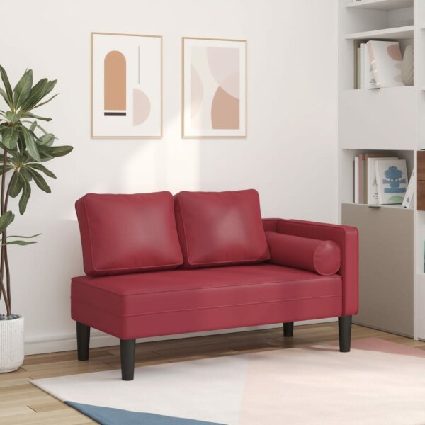 vidaXL Chaiselongue mit Kissen Weinrot Kunstleder