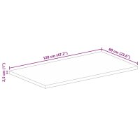 vidaXL Tischplatte 120x60x2,5 cm Rechteckig Raues Massivholz Mango