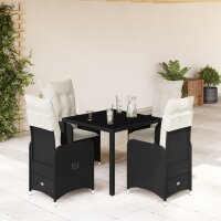 vidaXL 5-tlg. Garten-Bistro-Set mit Kissen Schwarz Poly Rattan