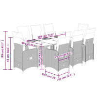 vidaXL 9-tlg. Garten-Bistro-Set mit Kissen Braun Poly Rattan