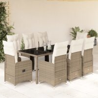 vidaXL 9-tlg. Garten-Bistro-Set mit Kissen Braun Poly Rattan