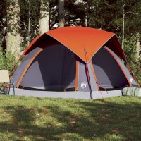 vidaXL Campingzelt 4 Personen Grau und Orange Wasserdicht