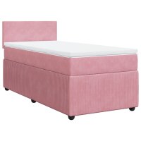 vidaXL Boxspringbett mit Matratze Rosa 80x200 cm Samt