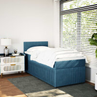 vidaXL Boxspringbett mit Matratze Blau 90x190 cm Samt